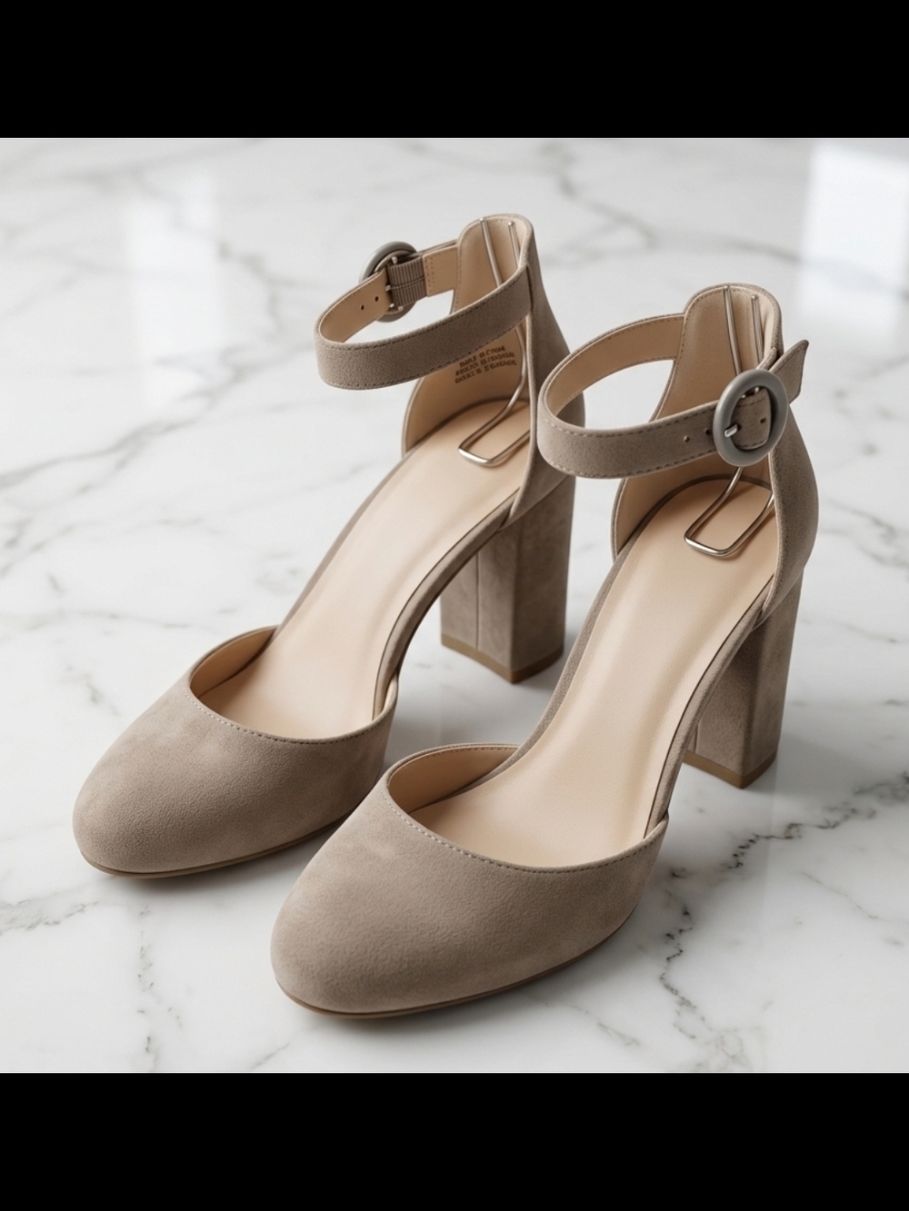 Kohl's Taupe Suede Ankle-Strap Block Heel Pumps